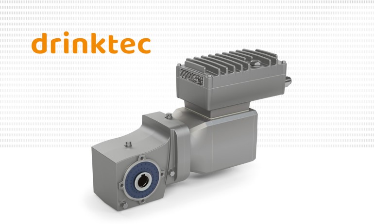 Drinktec logo and NORD gear unit